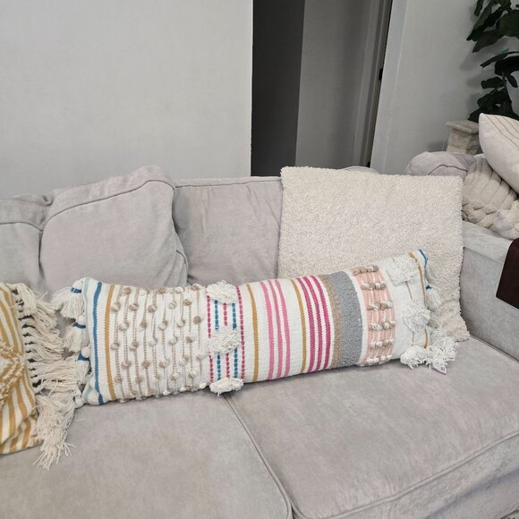 Decorative Boho Lumbar Pillow Set With Fringe & Tassels 12in x 36in & 15in x 38i - Picture 12 of 16